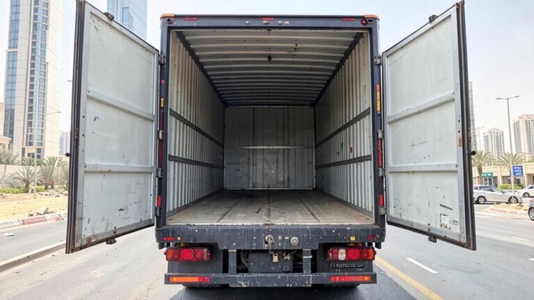 Rear of the 10-tonne box truck at the Dubai yard